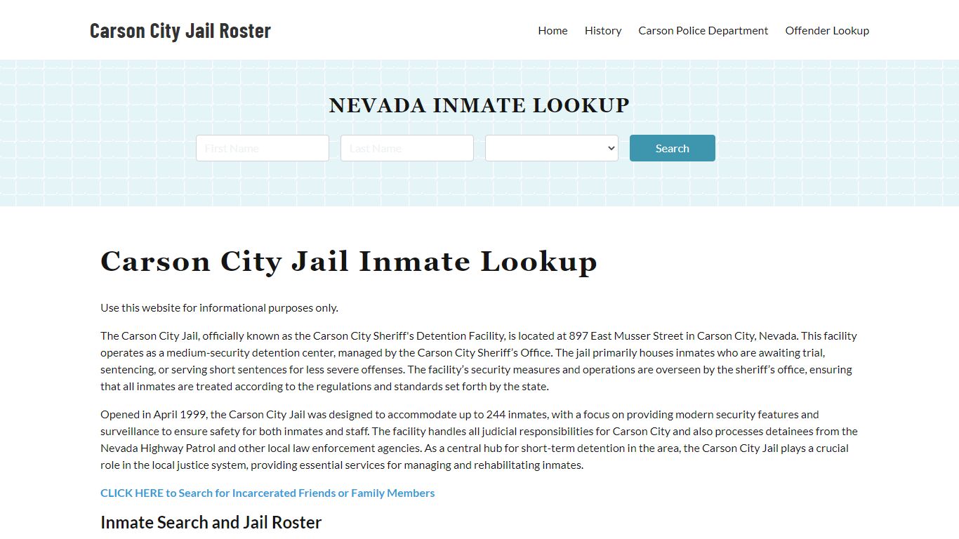 Carson City Jail, NV Inmate Search, Jail Roster, Bookings