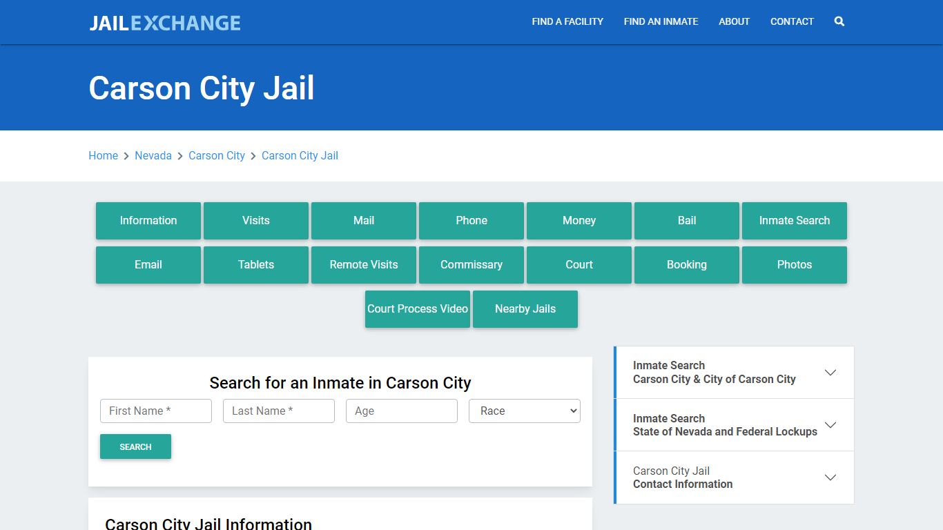 Carson City Jail Roster Lookup, NV, Inmate Search - Jail Exchange